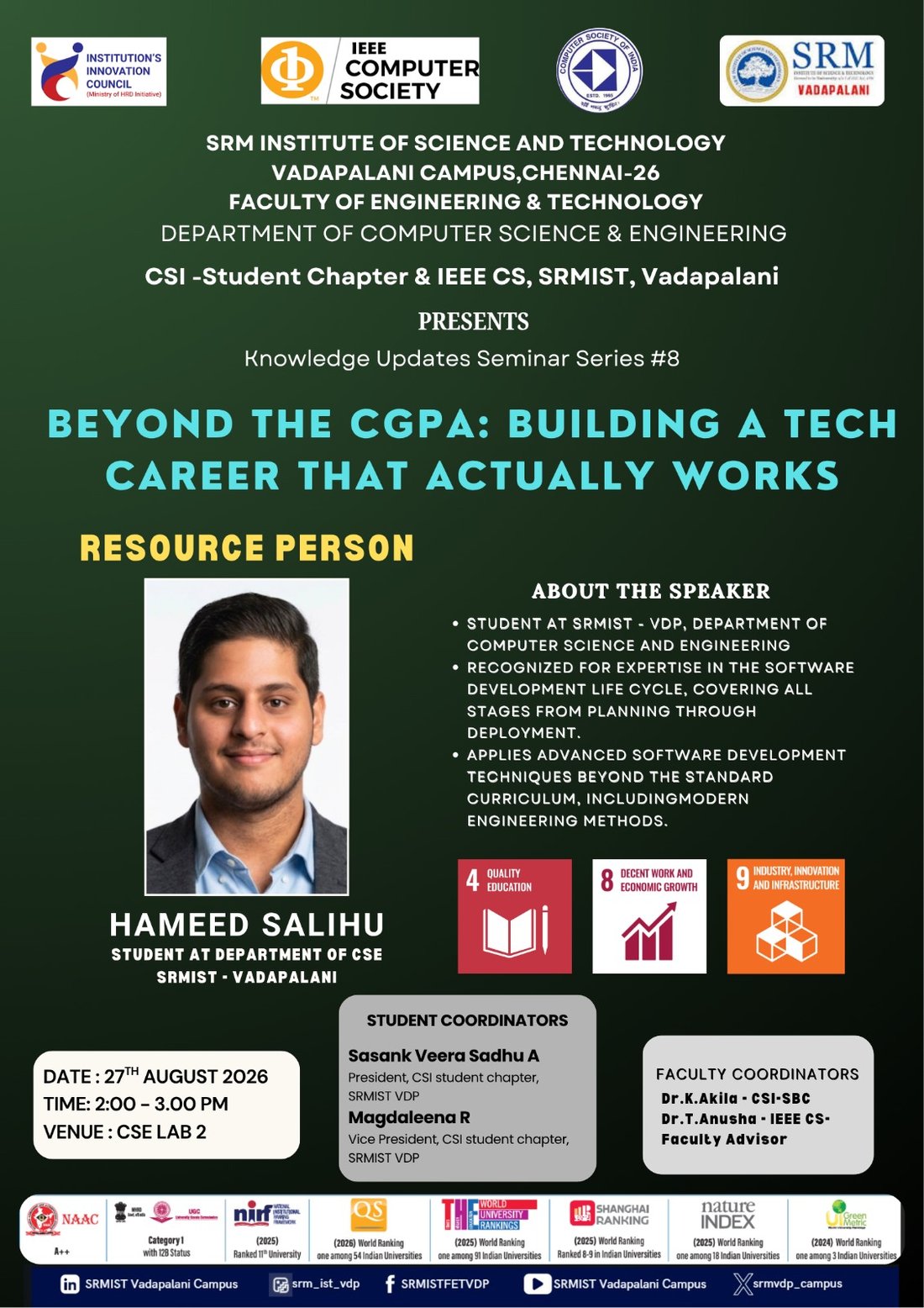 Beyond the CGPA: Building a Tech Career That Actually Works — event poster