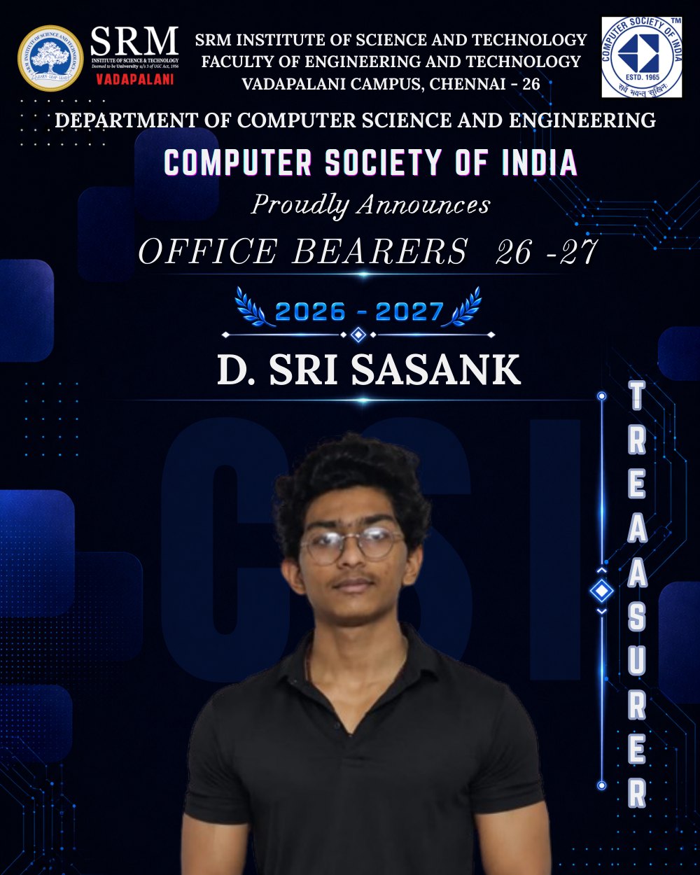 D. Sri Sasank — Treasurer